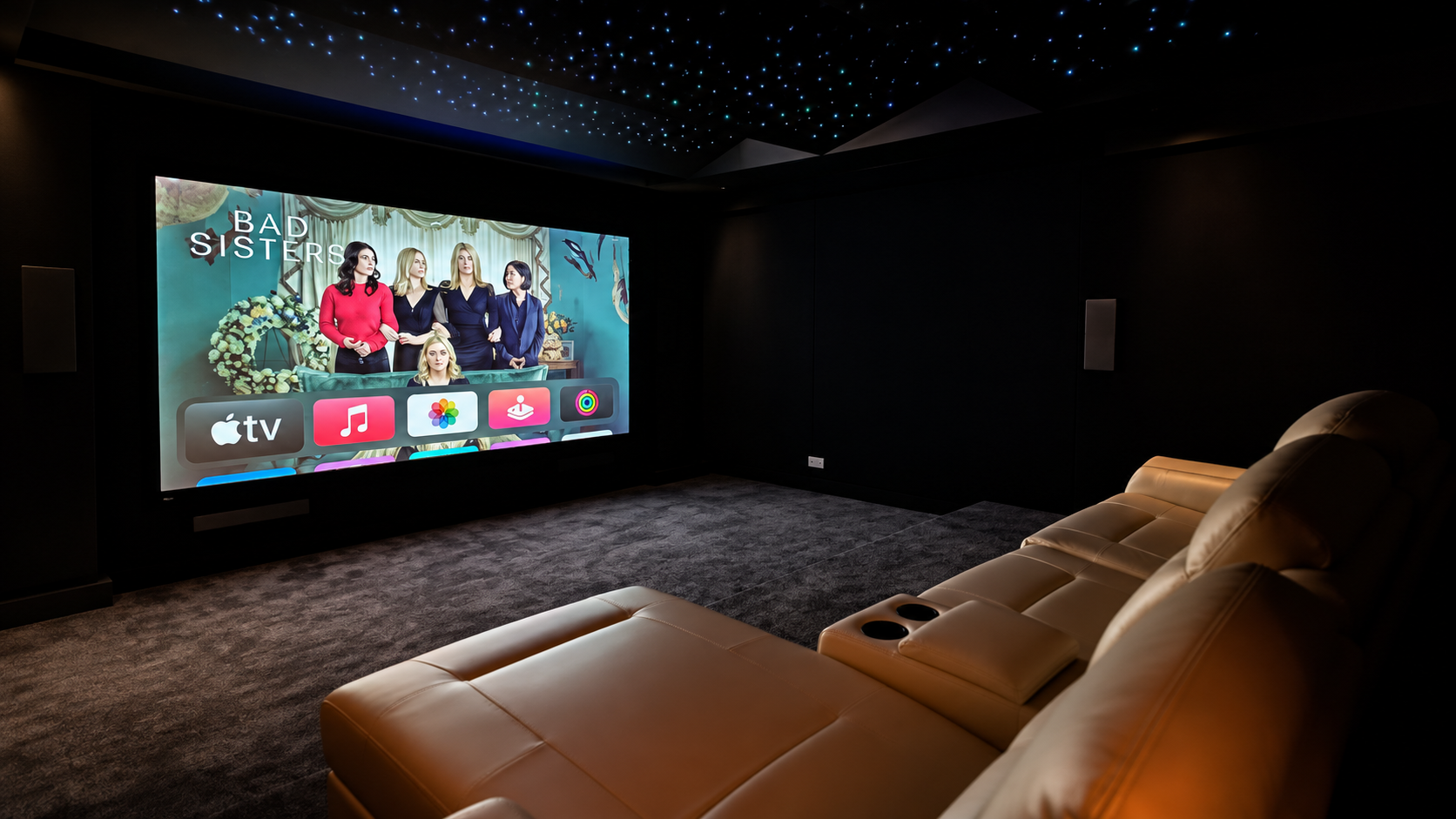 HAP custom home theatre with starry ceiling and reclining cinema seats