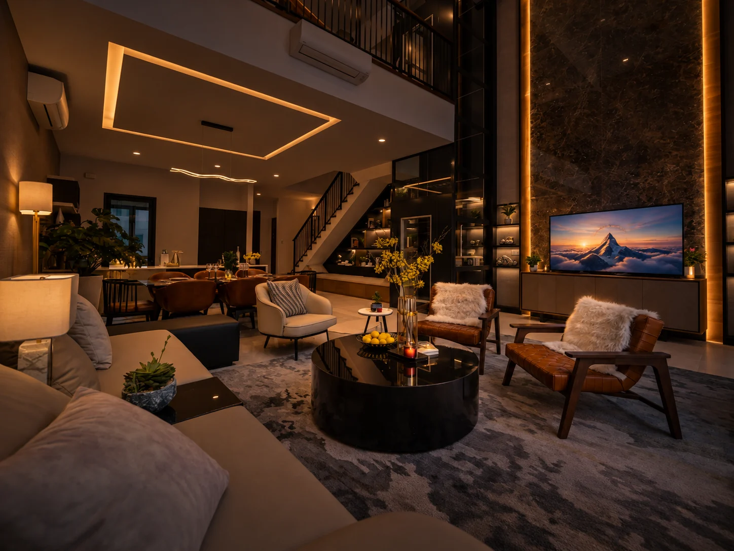 Movie lighting scene with dimmed lamps and cinema atmosphere