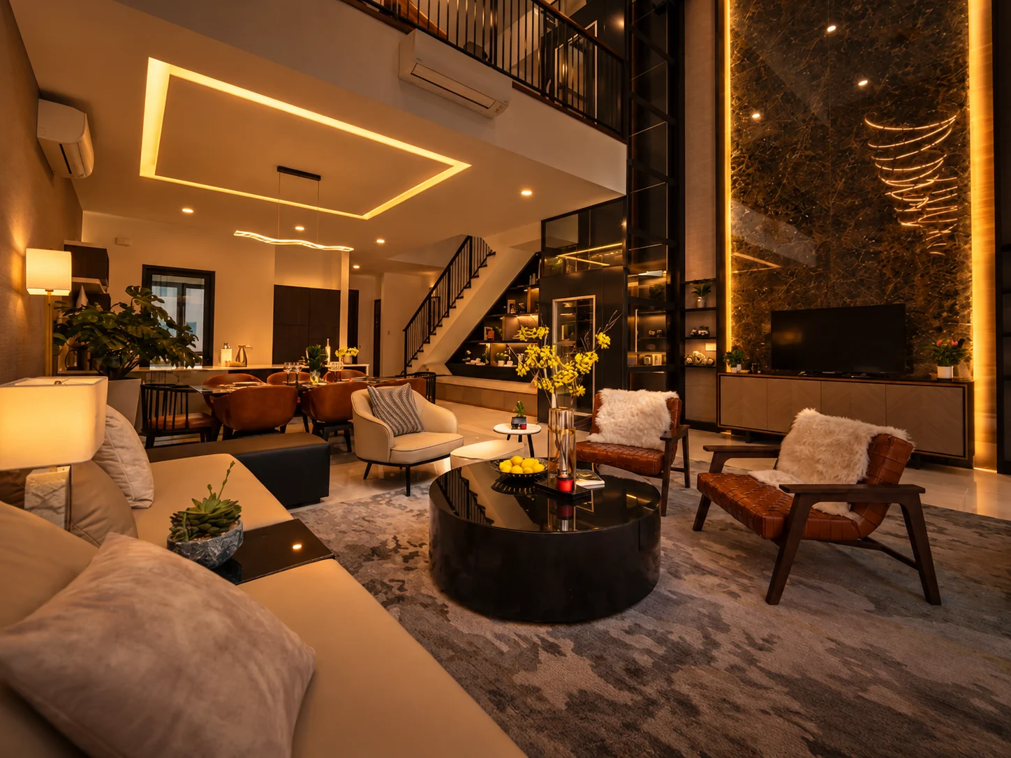 Relax lighting scene with gentle warm ambient lighting