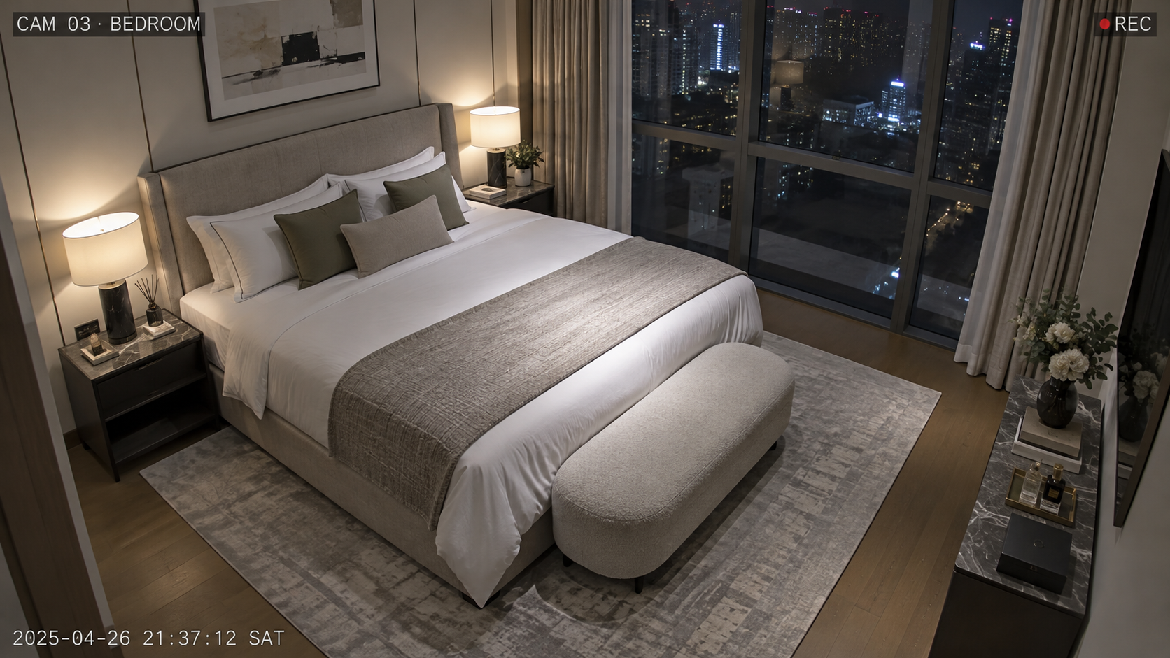 Illustrative bedroom CCTV view