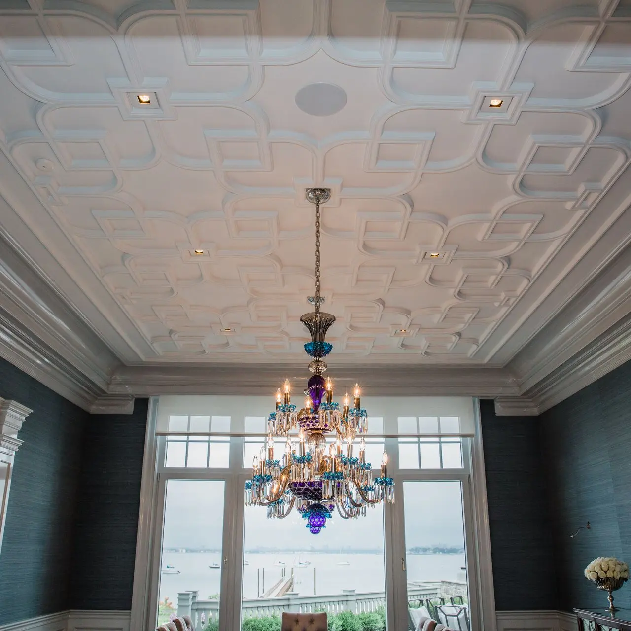 Smart lighting scene in a modern home controlled through home automation