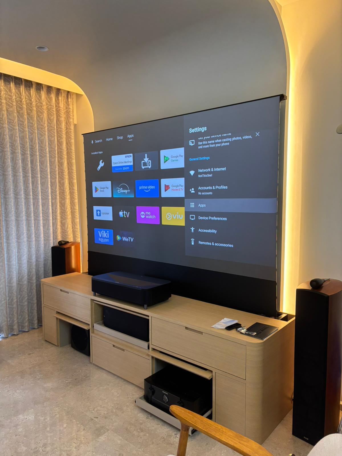 Bowers Wilkins Surround Sound System, Epson Ultrashort Throw Projector