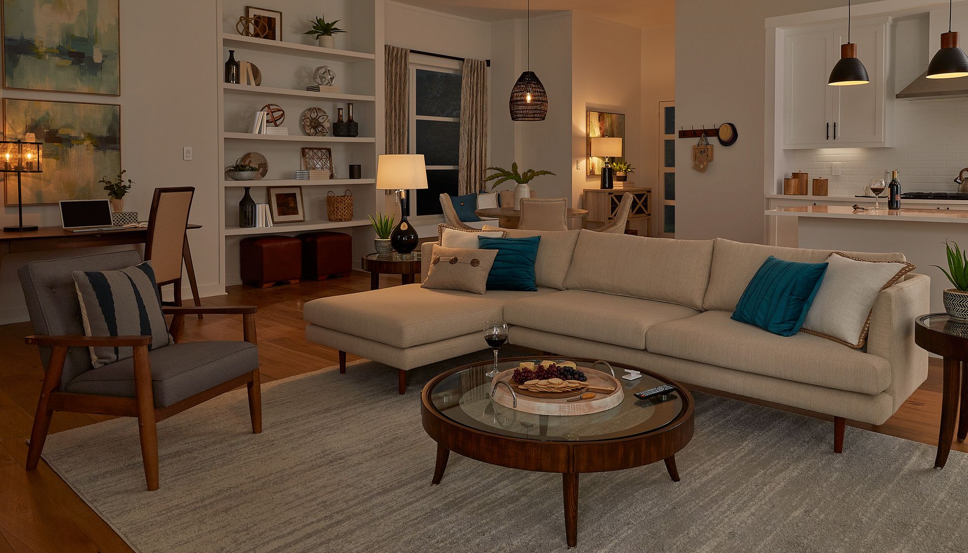 Luxury smart home living room with lutron lighting