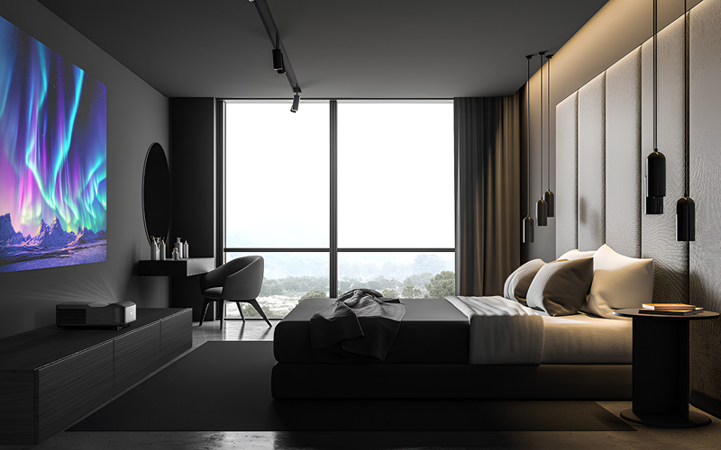 Luxury Epson ultra short throw projector living room setup in Singapore