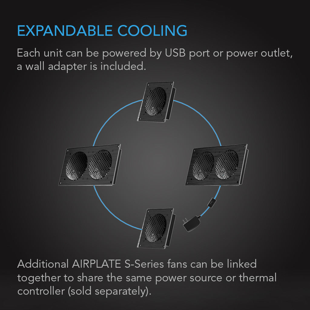 AC Infinity AIRPLATE S2, Home Theater + AV Cabinet Quiet Cooling Blower System 6" AI-APS2