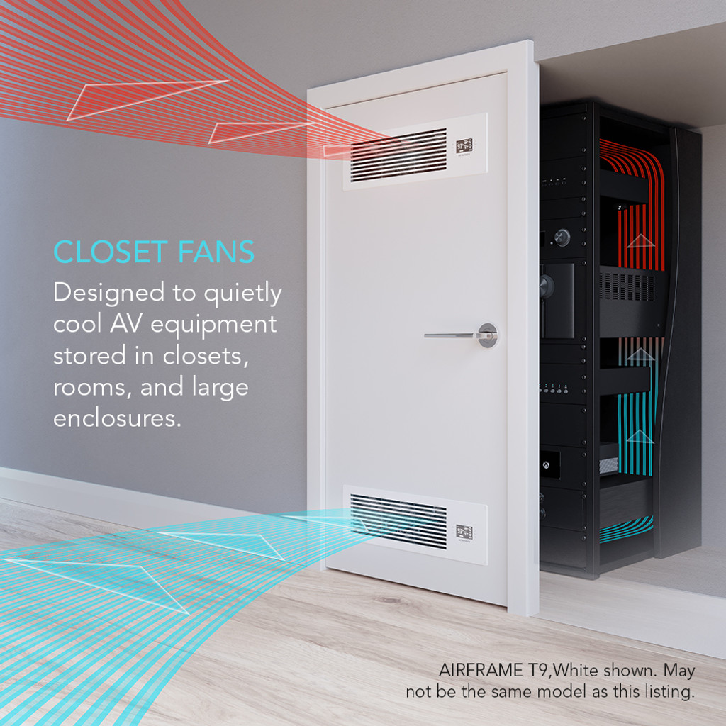 AC Infinity AIRFRAME T7 Black, AV Equipment Closet + Room Fan System 17", Intake AC-AFT7-BN