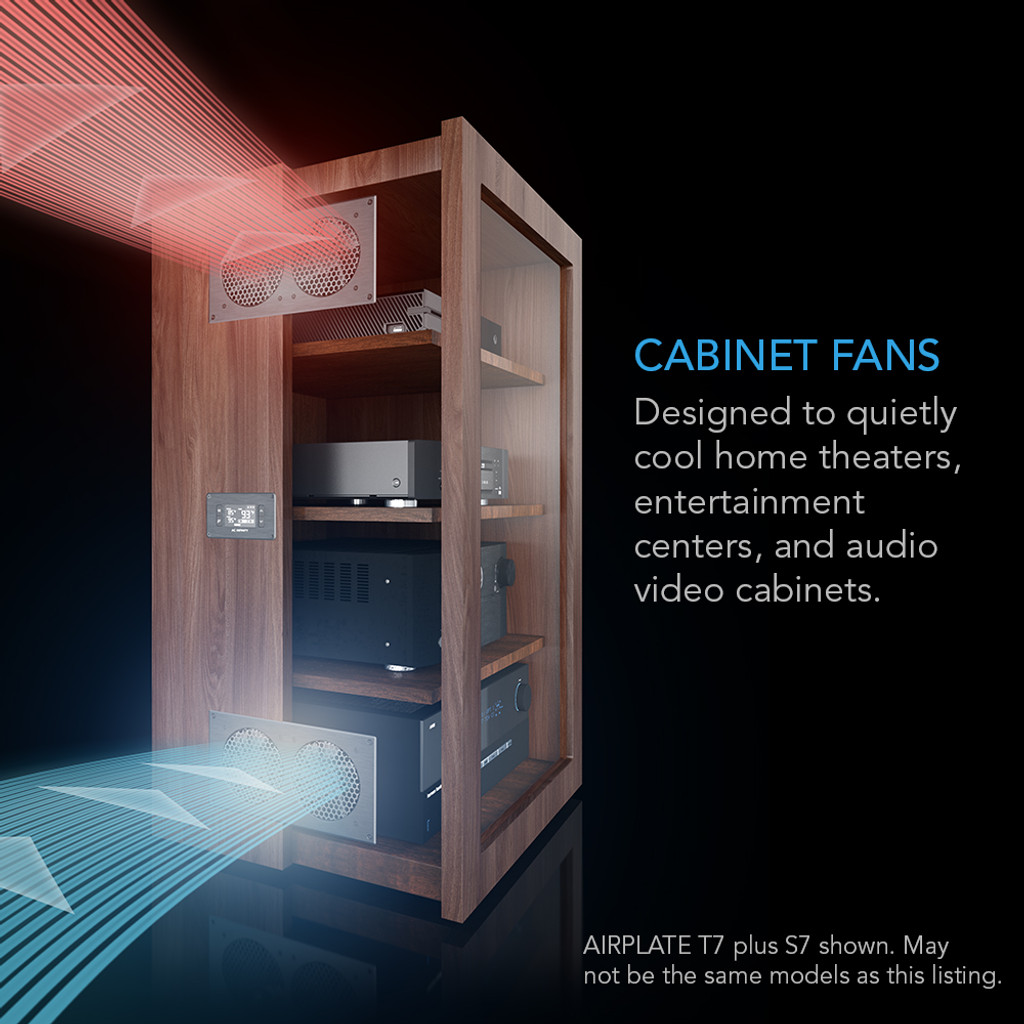 AC Infinity AIRPLATE T8 White, Home Theater + AV Quiet Cabinet Cooling Dual-Fan System 6", AI-APT8