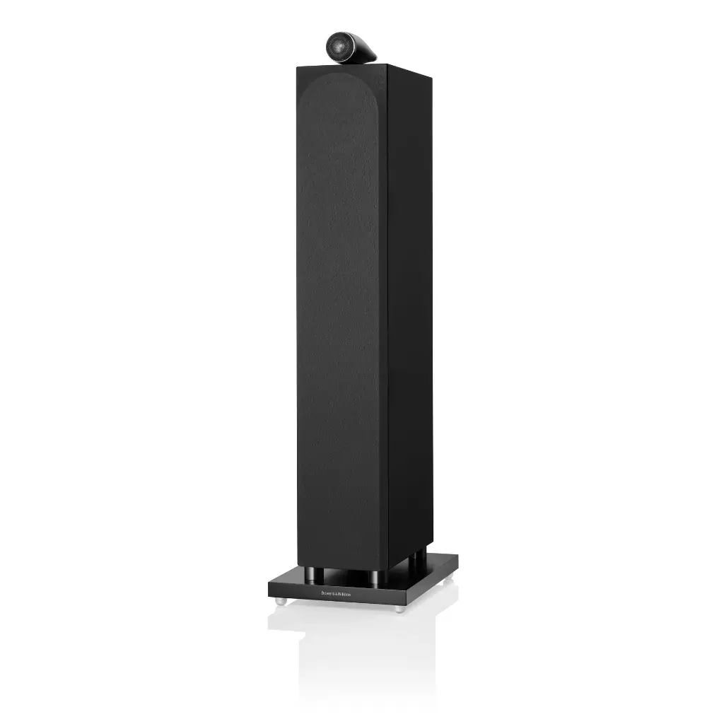 B&W - 702 S3 - Gloss Black Front Angle with Grille 1x1.webp