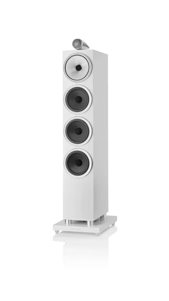 B&W - 702 S3 - Satin White Front Angle 9x16.webp
