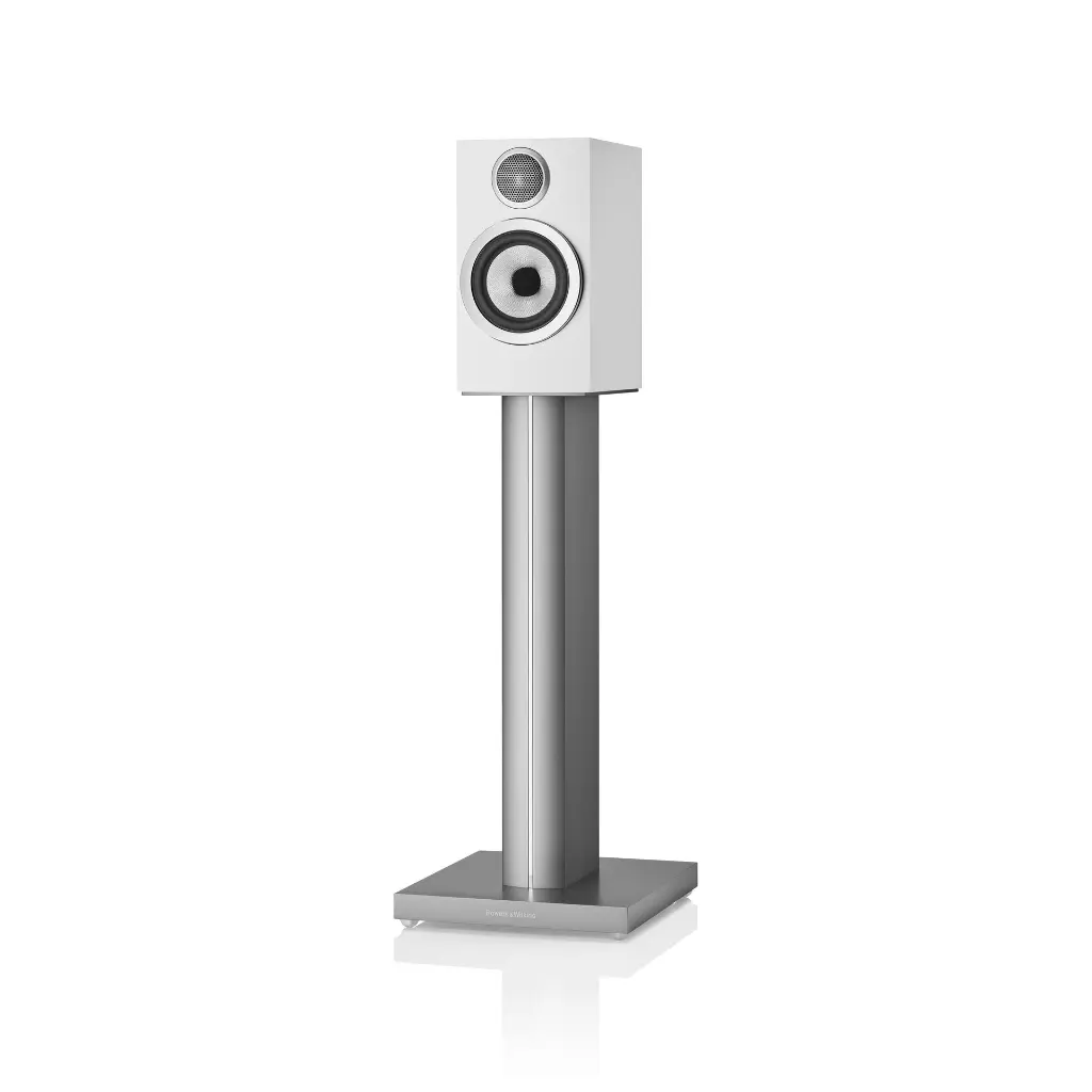 B&W - 707 S3 with FS-700 S3 - Satin White Front Angle 1x1.webp