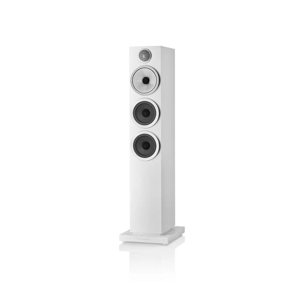 B&W - 704 S3 - Satin White Front Angle 1x1.webp