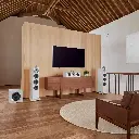 B&W - 702 S3 with HTM71 S3 and DB4S - Satin White - Lifestyle 34 - 1x1.webp