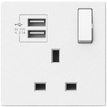 [701384] 701384 SIMON i7 13A BS Socket w/Twin USB (White)