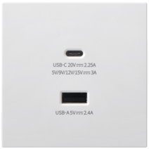 [70E727] 70E727 SIMON i7 USB (5V, 2.4A) + Type C (45W) charger (White)