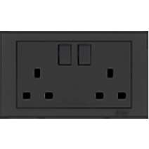 724582 SIMON E6 Twin 13A BS Socket (Rectangular Rocker)