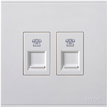 725224 SIMON E6 Twin Telephone Outlet (RJ11)
