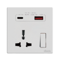58E7253 SIMON M3 13A Multi-Socket w/USB A+C