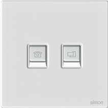 [665229G-4F] 665229G Simon M7 Gem (Glass) Data (Cat 6) and Telephone outlet (RJ11) (4F-Diamond White)