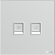 665229G Simon M7 Gem (Glass) Data (Cat 6) and Telephone outlet (RJ11)