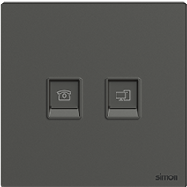 665229G Simon M7 Gem (Glass) Data (Cat 6) and Telephone outlet (RJ11)