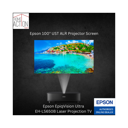 [Bundle_Epson_LS650_UST100] Epson Ultra-Short Throw Projector & Screen Bundle -Excludes Installation (Epson LS650 + 100" UST Screen)