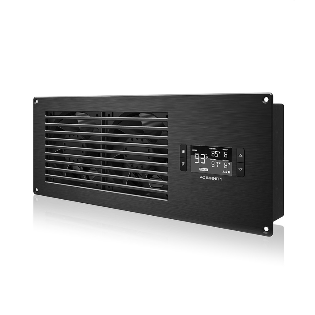 AC Infinity AIRFRAME T7 Black, AV Equipment Closet + Room Fan System 17" Intake, AC-AFT7-BN