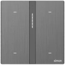 [66E8009TYM-2A] 66E8009TYM Simon M7 Metal 4 Gang Multifunction Smart Switch(2 scene+2 switch) (2A-Frosted Silver)