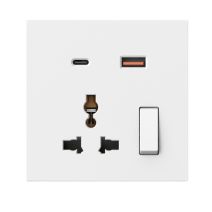 66E7253 Simon M7 Air Multi Socket w/ USB A+C (White)