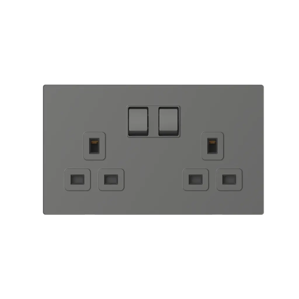 [664581G-4D] 664581G SIMON M7 Gem (Glass) Twin 13A BS Socket (Double pole) (4D-Diamond Grey)