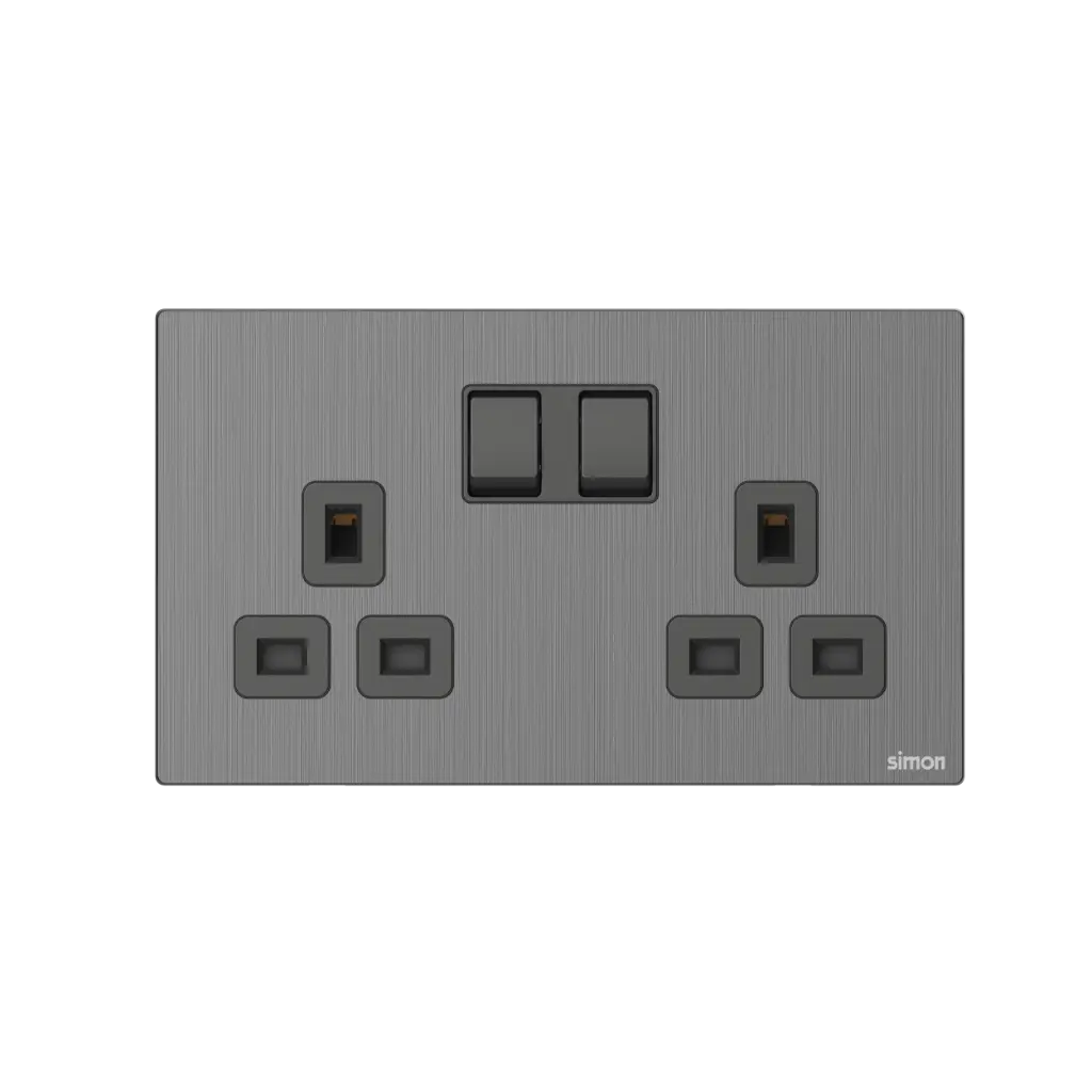 664581M SIMON M7 Metal Twin 13A BS Socket (Double pole)