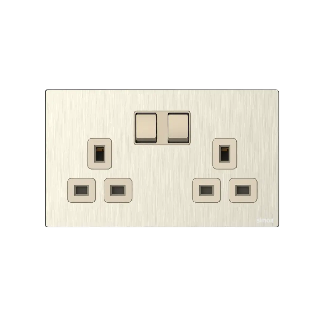 664581M SIMON M7 Metal Twin 13A BS Socket (Double pole)