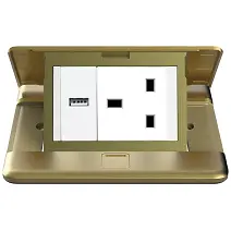 [ZD011381_USB_silver] ZD011381 SIMON Floor Socket with BS Socket & USB Modules (Silver)