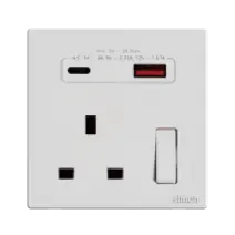 [58E7254] 58E7254 SIMON M3 13A BS Socket w/USB A+C (White)