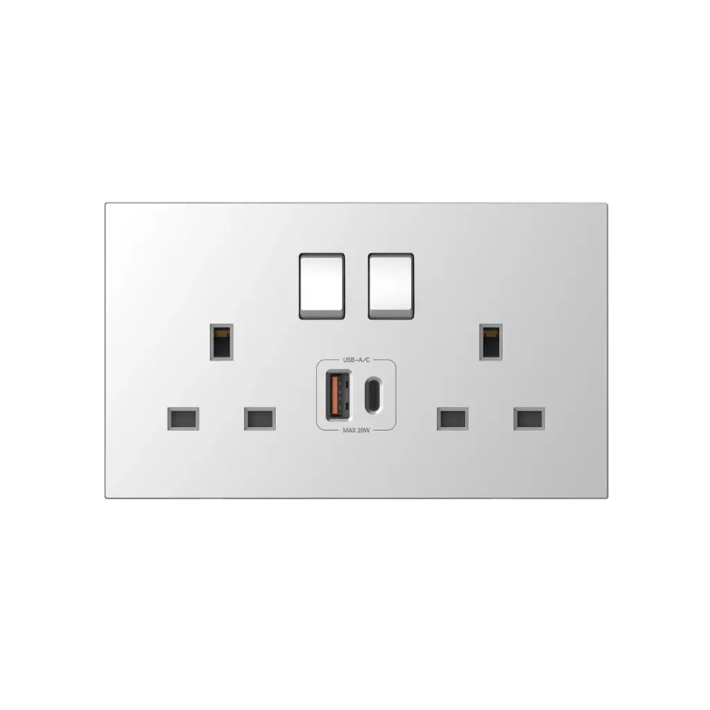664585 SIMON M7 Air Twin 13A BS Socket w/USB A+C