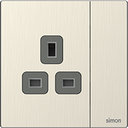 661382M Simon M7 Metal BS 13A Socket w/Switch