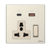 66E7253M Simon M7 Metal Multi Socket w/ USB A+C