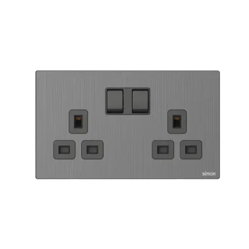 664581M SIMON M7 Metal Twin 13A BS Socket (Double pole)