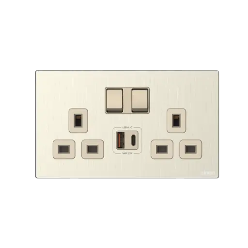 664585M SIMON M7 Metal Twin 13A BS Socket w/USB A+C