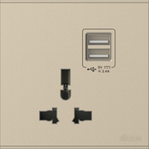 72E725 SIMON E6 Multi-Socket w/Twin USB